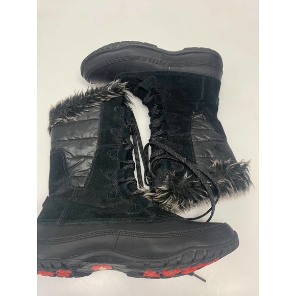 The North Face Nuptse Purna A0Z3 Suede Faux Fur Boots Black Size 7 Women's - Picture 1 of 6